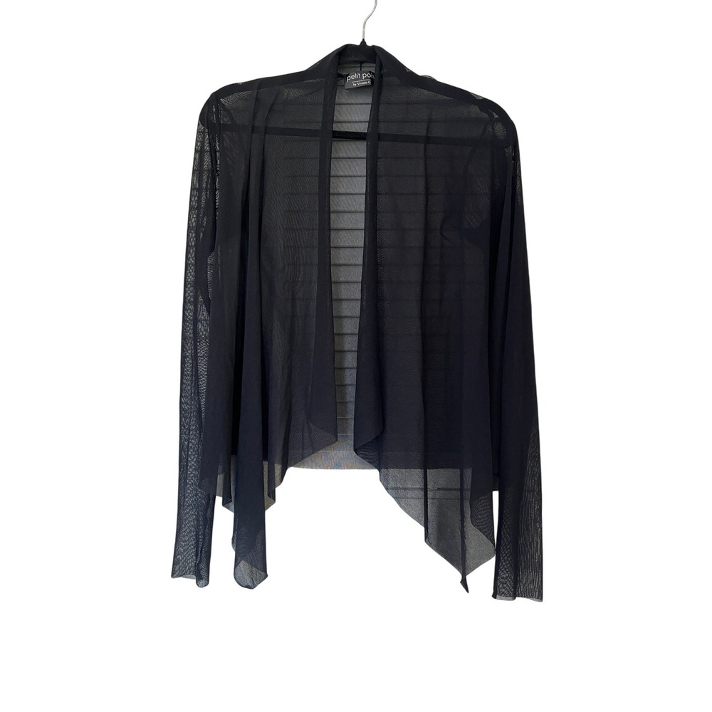 Petit Pois by Vivana G Sheer Black Cardigan Bolero Shrug Long Sleeve Sz S/M